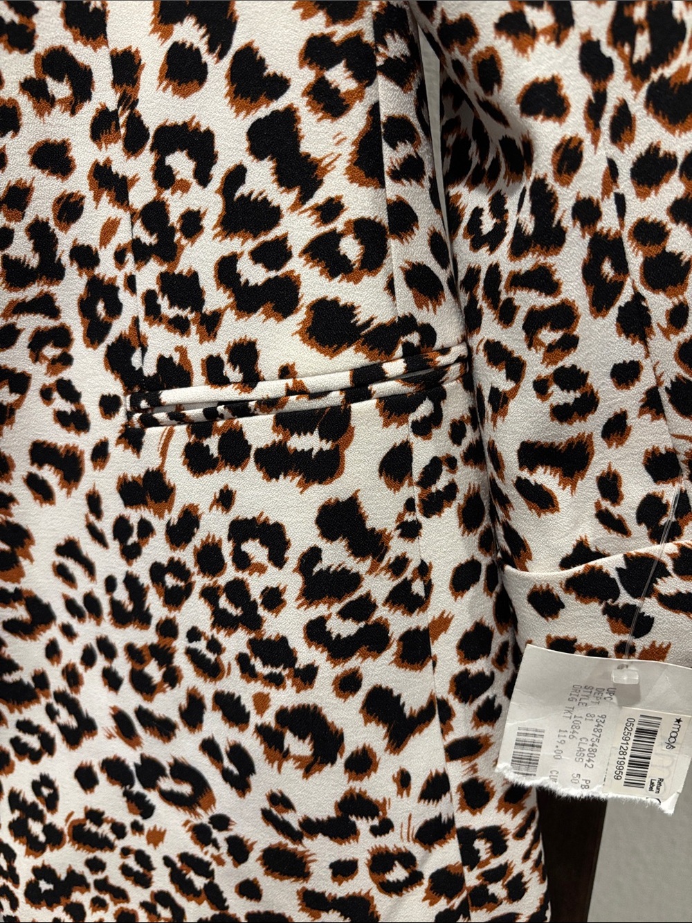 Bar III Leopard Print Blazer in White, Brown & Black - Picture 2 of 5